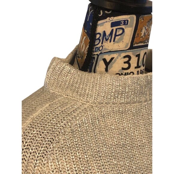 Chicos Silver Cream Crewneck Pullover Glitz Zipper Back Sweater Sz M - Picture 5 of 14